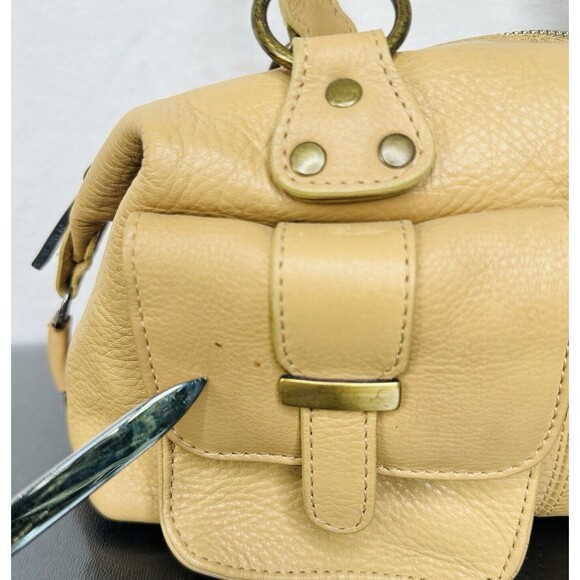 Naturalizer Tan Pebble Grain Leather Handbag Double Front Pockets 12"x5"x6" - Picture 2 of 15